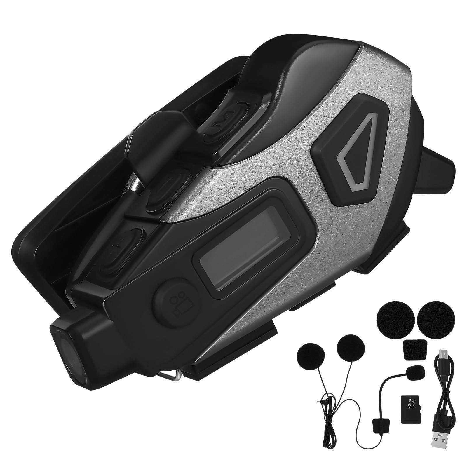ifundom Auricolare Wireless per Casco Moto 2 in 1, Abs, 1200 Mah, 32 Gb, Versione 5.4, Ipx8, Microfono con Riduzione Rumore, per Casco Moto, Uomo e Donna