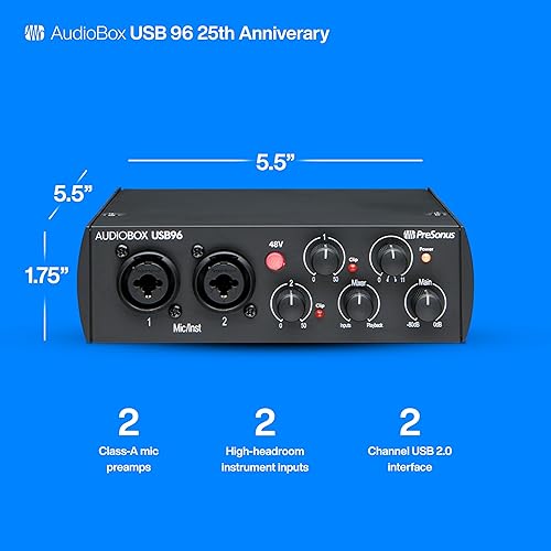 Miniatura 29 de PreSonus - AudioBox 96 25 aniversario. Paquete de grabación en estudio con software de producción musical DAW Studio One Artist