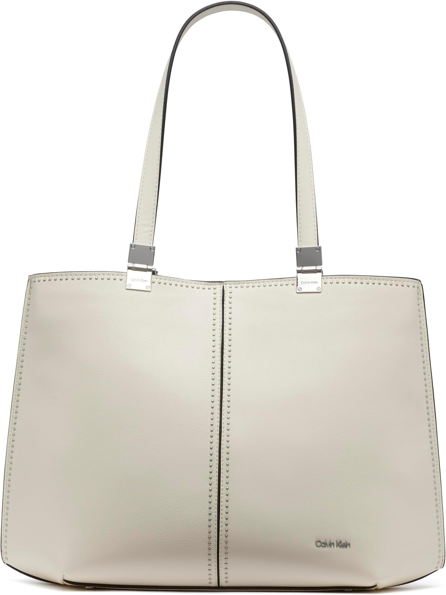 Calvin Klein Women's Granite Geometric Tote Bag – Vegan Leather, Monogram, 3 Pockets Granite Geometric Tote