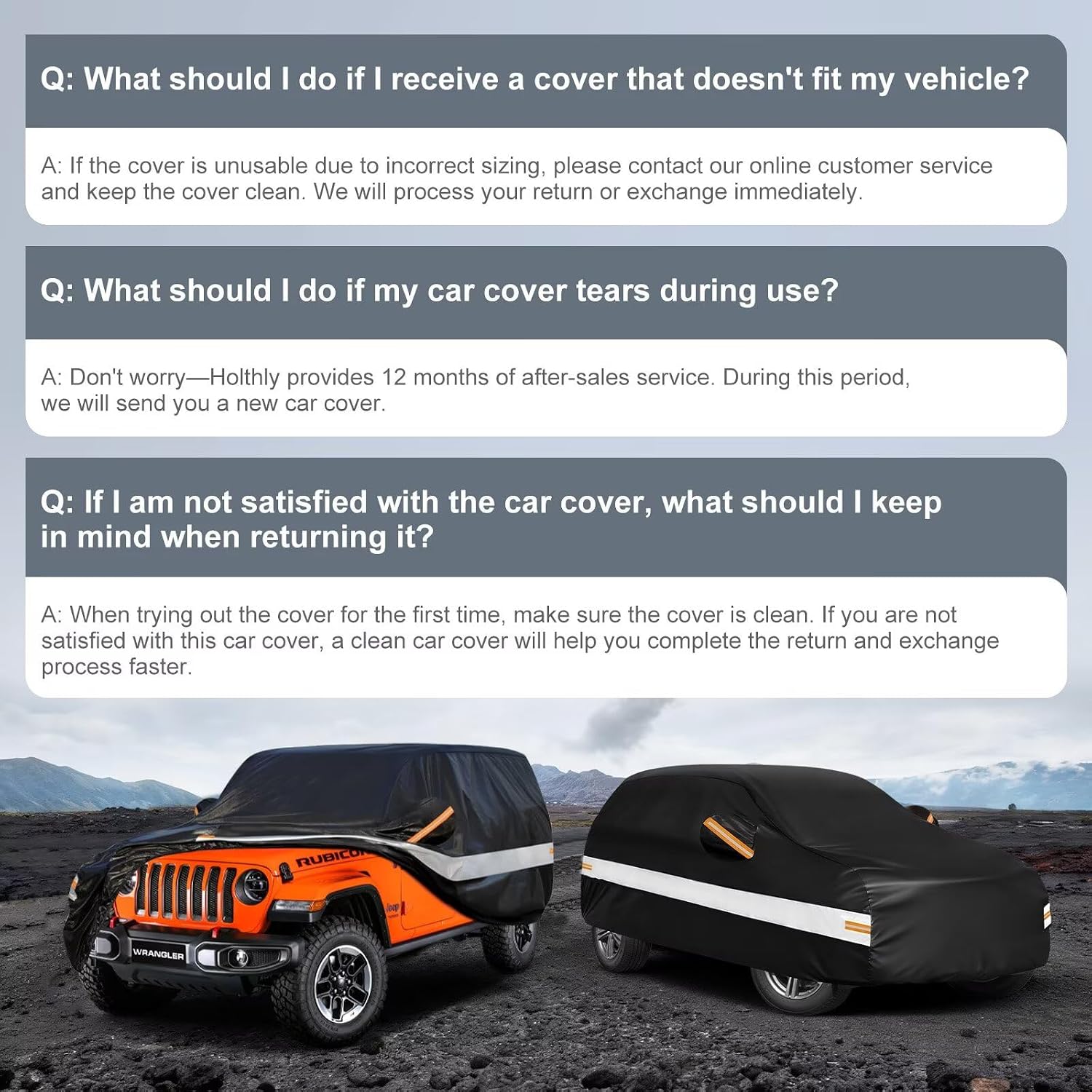10 Layers Car Cover Custom Fit for Jeep Wrangler 4Door 4dr, Waterproof All Weather for Automobiles, Outdoor Full Cover Sun Dust Rain Protection with Cotton. Black