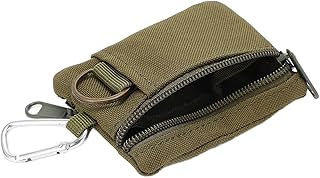 FILFEEL Tactical Molle Pouch with Carabiner, Outdoor EDC Molle Pouch Wallet, Mini Portable Key Card Case EDC Pouch Bag Coin Purse Hiking Waist Packs (10.5x8x1.5cm)