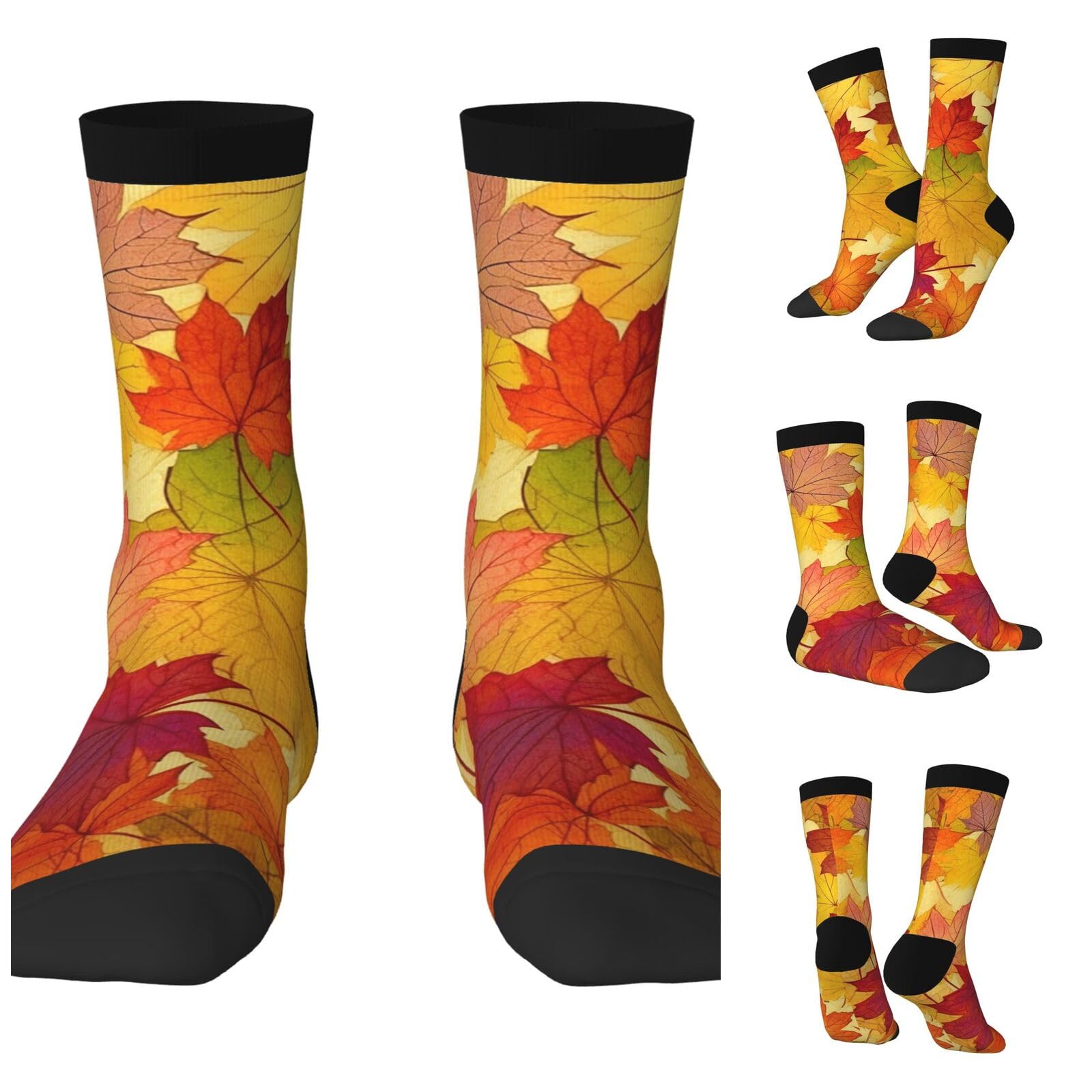 LZQPOEAS Autumn Leaves of Maple Athletic Socks Unisex Cushioned Crew Socks Hiking Running Calf Sock Soft Above Ankle Sock