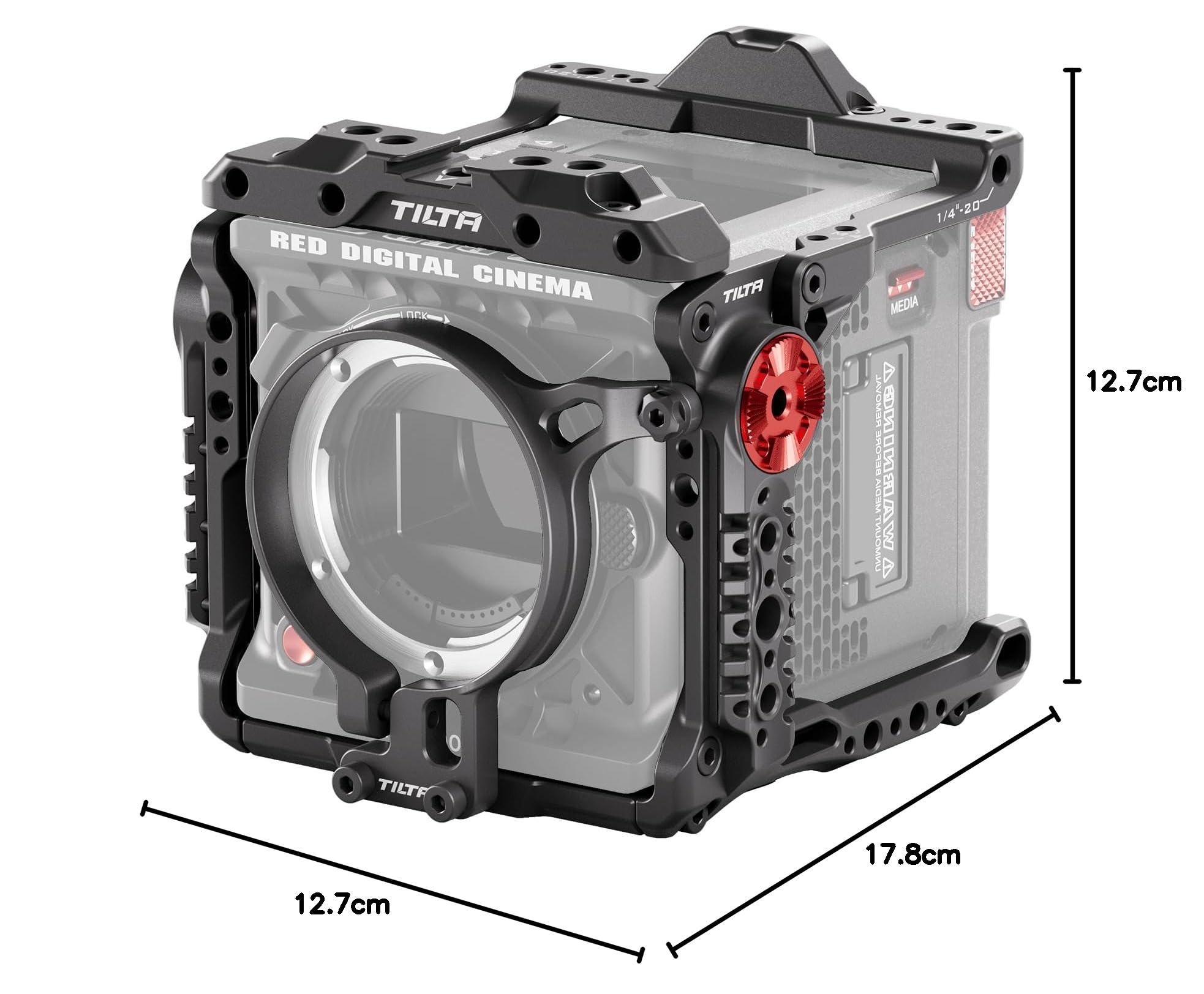 Tilta Kompletter Kamerakäfig kompatibel mit RED KOMODO-X mit Objektivadapter Unterstützung und Schnellwechsel-Grundplatte - schwarz TA-T53-FCC-B