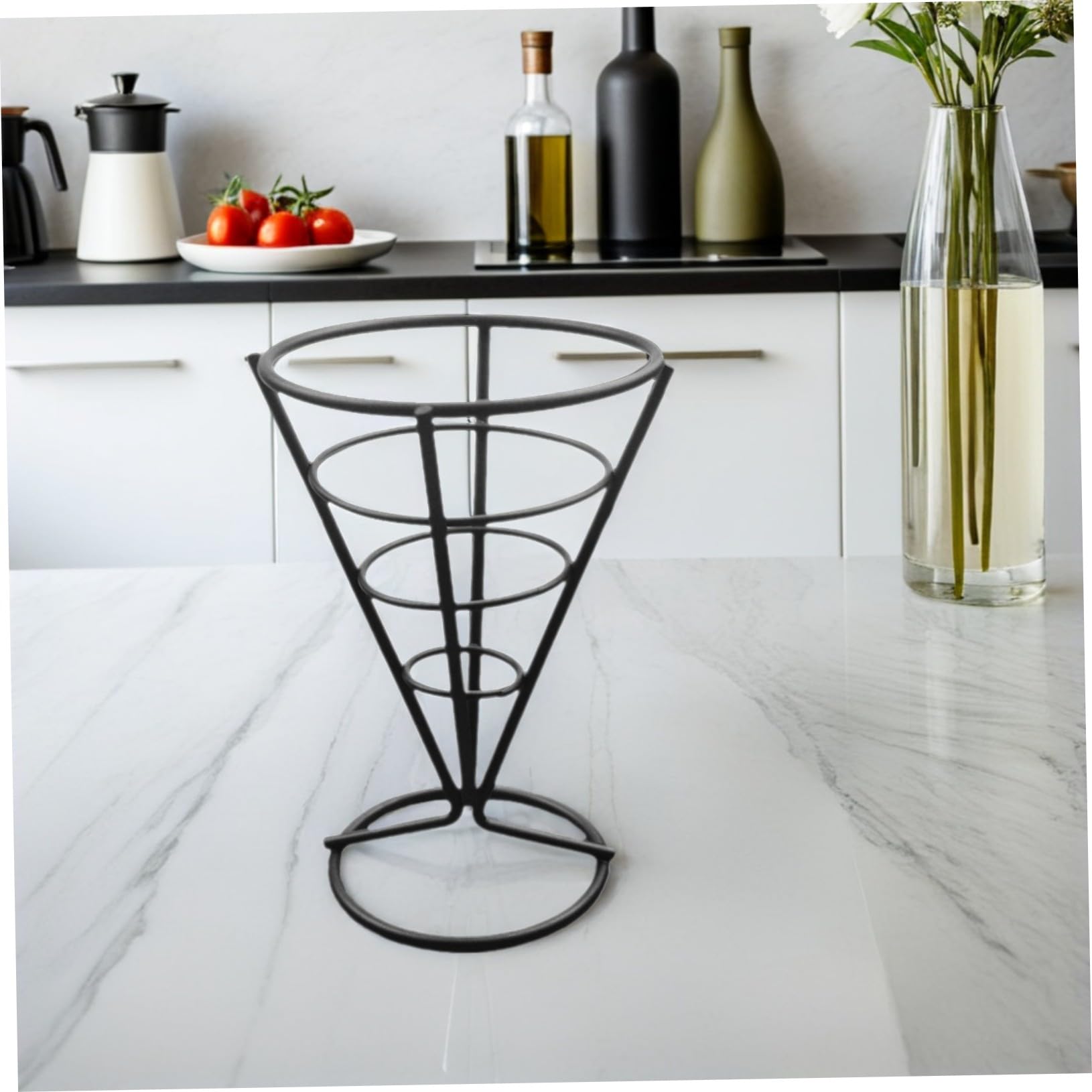TOYANDONA 6 Piezas Soporte para Papas Fritas de Acero Inoxidable Cesta Hueca para Snacks Fritos con Soporte para Salsa para Restaurantes Bodas y Banquetes