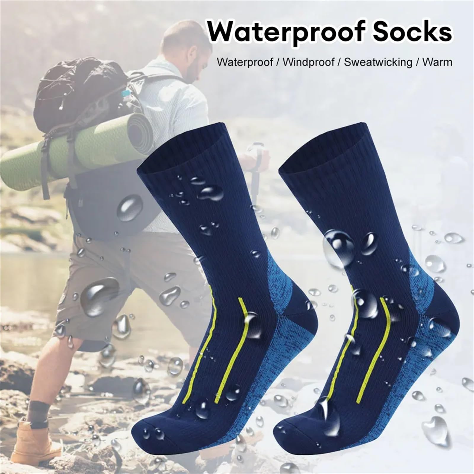 Chaussettes imperméables for Hommes, for randonnée, équitation, Ski, Cyclisme, Camping, pêche, Sport, Neige, Chaussettes Thermiques Chaudes d'hiver, de