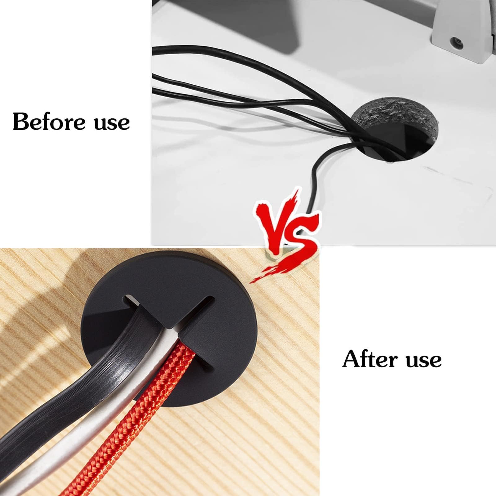 BESTYCHAO Flexibele Siliconen Kabeldoorvoertules – 6 Stuks, 3,5 Cm, Met Boor, Voor Kabelbeheer In Meubels En Bureaus (wit)