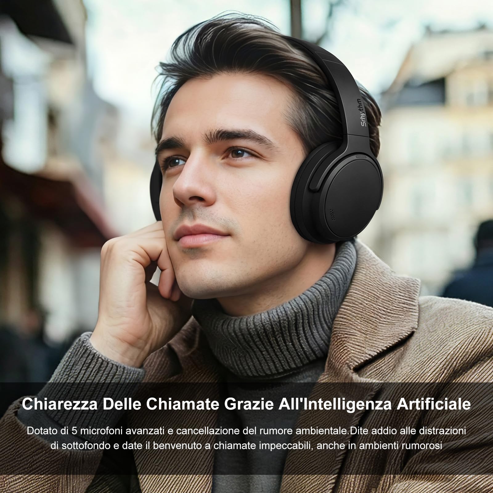 Srhythm NiceComfort 35 (2a generazione) Cuffie ibride con cancellazione del rumore, Bluetooth 6.0 wireless, 5 microfoni con ENC, trasparenza, audio spaziale, 140 ore di riproduzione, bassa latenza, EQ