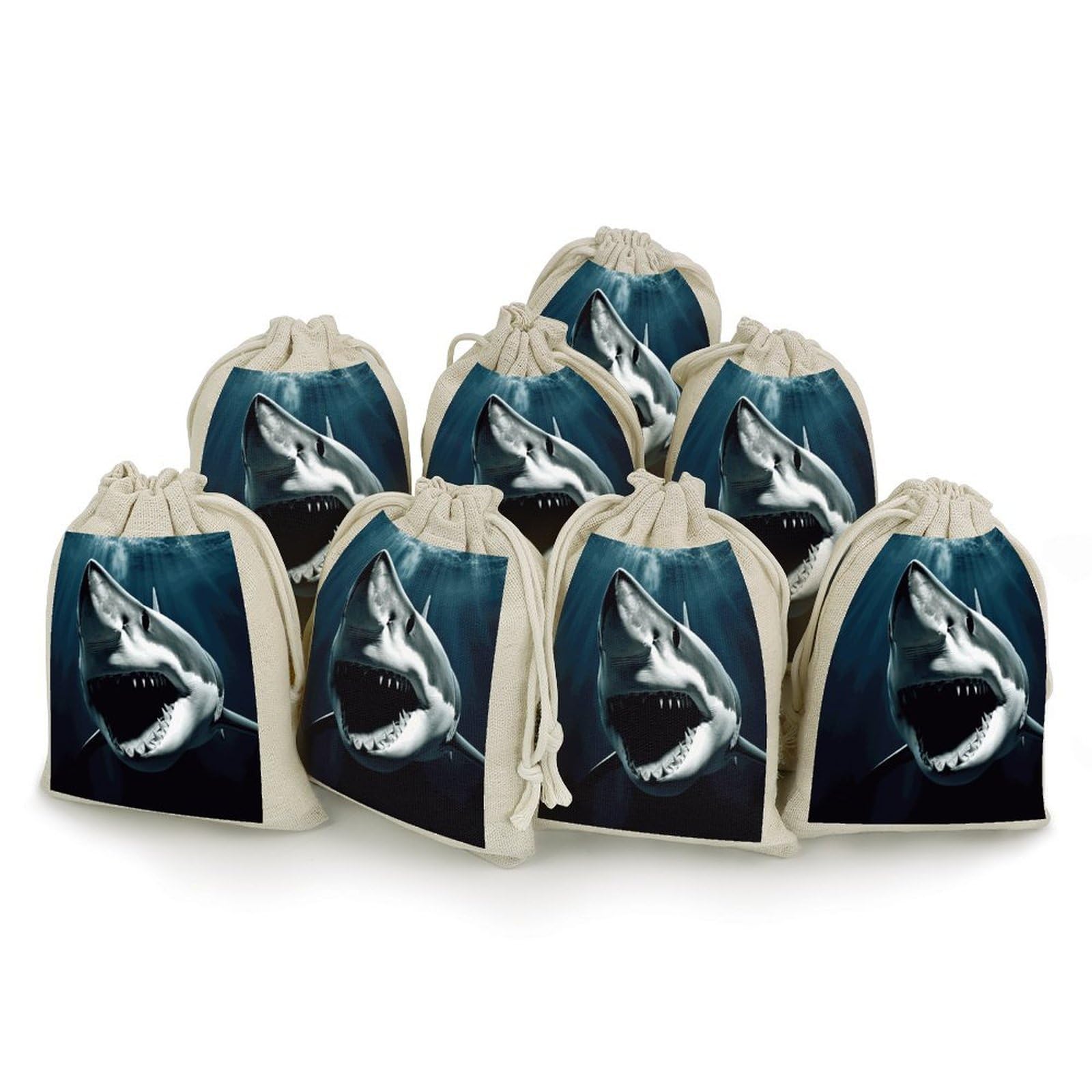 Adfgyerh Style Shark Bags With Drawstring Reusable,Jewelry Bags 4.9 X 6.7 Inch, Set Of 8,Gift Bags For Party Wedding Storage Home Supplies