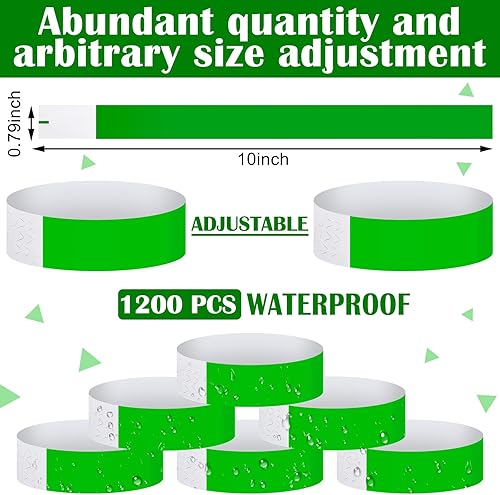 Miniatura 2 de Tudomro Paquete de 1200 pulseras de papel de plástico para eventos, fiestas de neón, pulseras de colores, impermeables, de identificación de