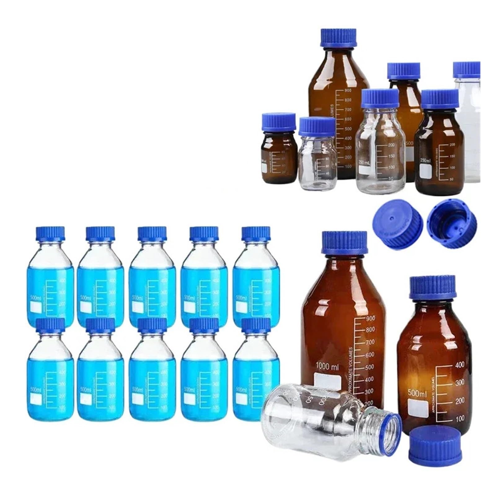 Runde Vorratsflaschen aus Borosilikatglas, Laborflasche GL45, Schraubverschlüsse(1000ml Clear bottle)