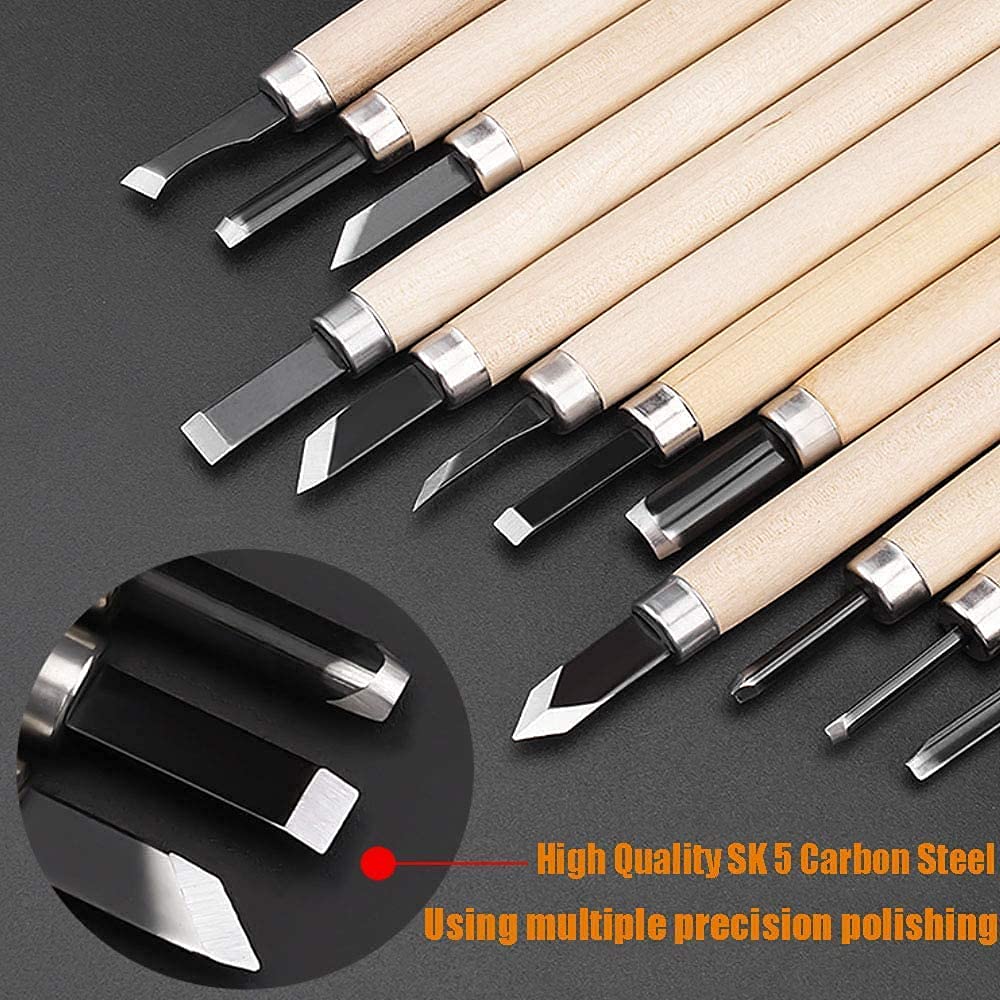 Wagela Professional Wood Carving Chisel Set, Carbon Steel Wood Tools, Woodworking Chisel Kits, Power Grip Tools Great for Carving Woodworking Beginners 3