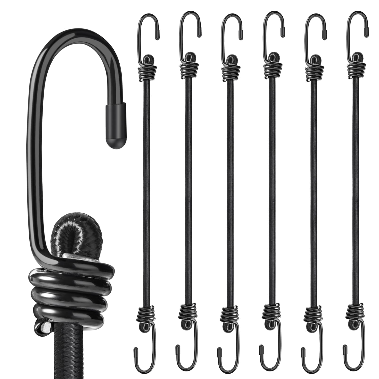 Kshineni 150cm Bungee Cords with Hooks, 6 Pcs Heavy Duty Outdoor Elastic Bungee Straps