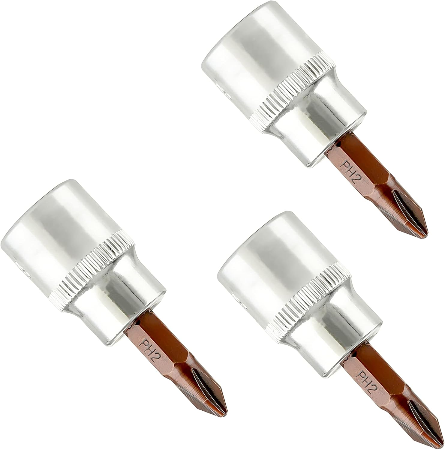1/4" Drive PH1 (#1) Phillips Bit Socket, S2 Steel Screwdriver Bits, Heat Treated CR-V Socket 1.46" Length, 3PCS