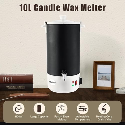 Miniatura 11 de TCFUNDY Olla de fusión de cera para hacer velas, 10 L, olla eléctrica antiadherente para cera de velas, 10 L, kit de fabricación de velas