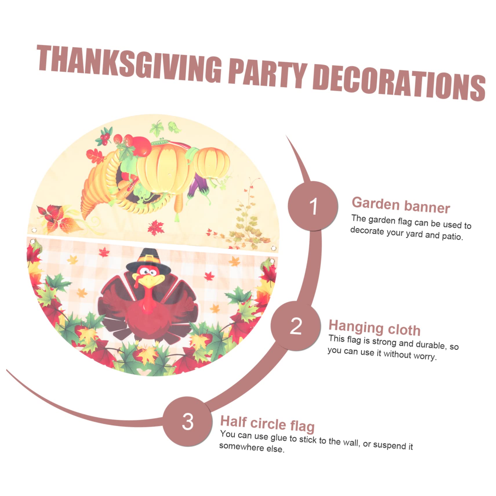 Yardwe 10stücke Herbst Gartenflaggen Halbkreis-design Für Thanksgiving-dekoration Im Freien Wetterfestes Polyester Für Garten Terrasse Balkon Und Rasen