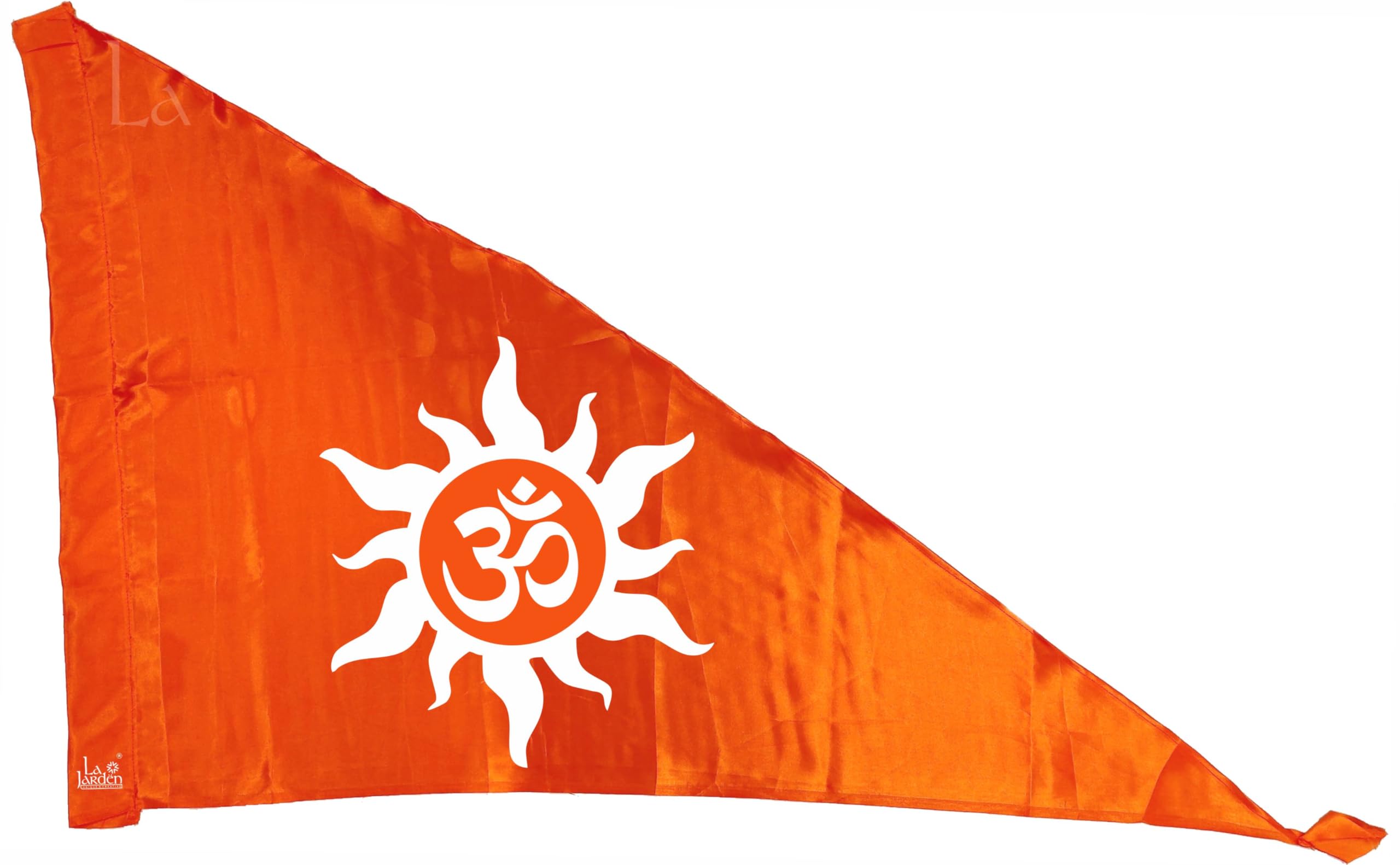 La Jarden Bold White Aum printed 26x40 inches on silky satin orange flag, White Om on Orange flag for Yoga, Meditation, Omshanti bhawan, Om flag, Bhagwa dhwaj for temple, house & religious purpose 1 nos. (White Sun rays bold) (B0CV61KHX5) Amazon Price History, Amazon Price Tracker
