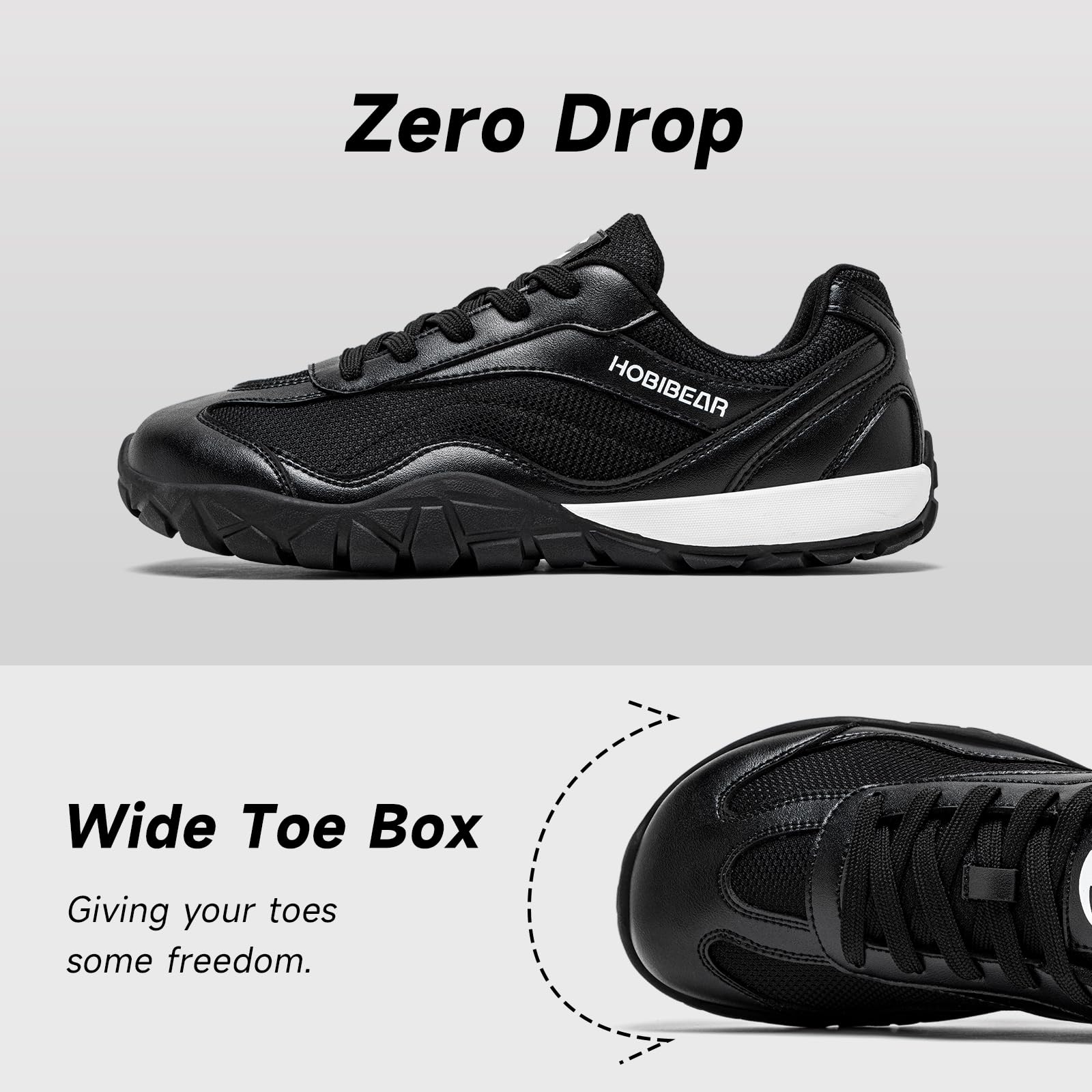 HOBIBEAR Scarpe da ginnastica a piedi nudi per donne e uomini, scarpe da ginnastica a punta larga, unisex, causali, antiscivolo