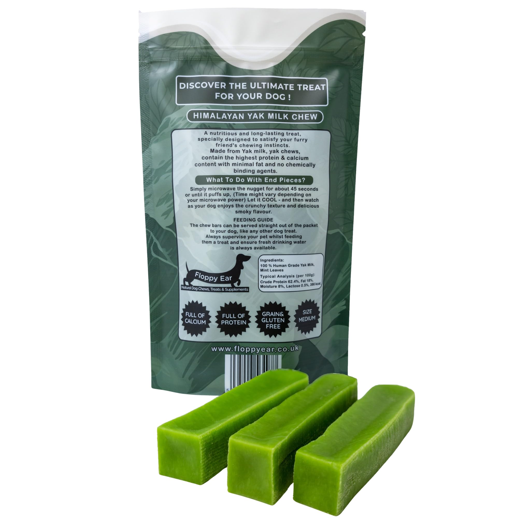 Himalayan Yak Milk Dog Chews, Mint Flavour, Yak Chews with Milk for Dogs Medium (pack of 3), Rich in Protein & Calcium - Image 2