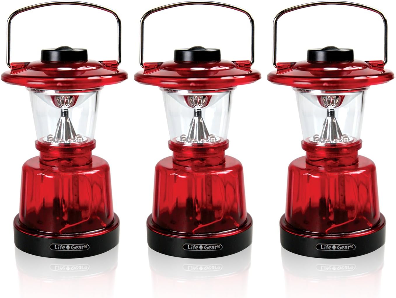 Life Gear Mini LED Glow Lantern with 3 light modes (lantern, nightlight & emergency flasher),- 3 PACK, Red - LG470COM