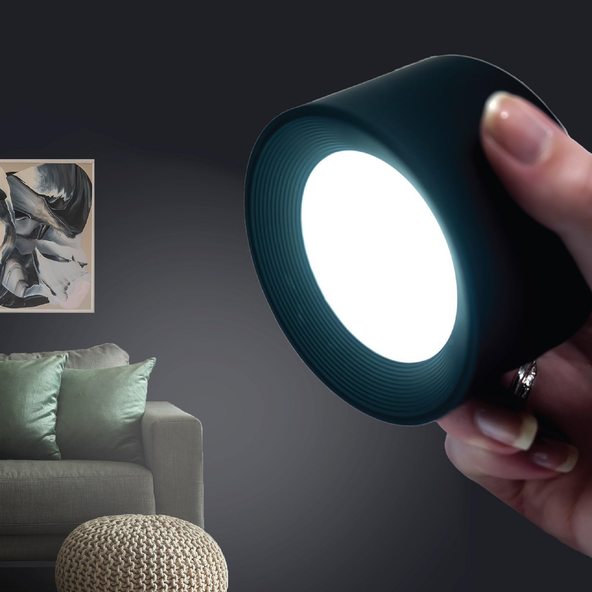FIRST4MAGNETS MagLight Magnetic 360 LED Wall Light with 3 Colour Temperature Touch, RGB Touch & Remote Control - Wireless USB Rechargeable Night Light - Black - Image 2