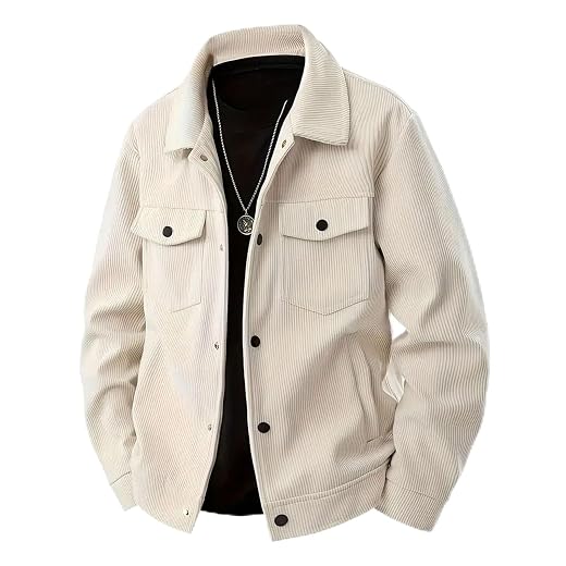 Jaqueta masculina de veludo cotelê abotoada, plus size, estampada, trabalho, casual, estilo faroeste, manga comprida, casaco de outono JMKEY Jaqueta Camisa Masculina de Veludo Cotelê, Gola Reversa, Botões Únicos, Manga Longa, Bolso Lateral, Casaco Casual Esportivo, Moda Streetwear Tendência para Uso Diário