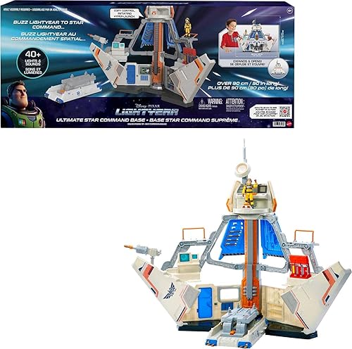 Miniatura 1 de Mattel Disney Pixar Lightyear Playset con figura de acción Buzz Lightyear y rampa de lanzamiento de vehículos y sonidos, base de comando estrella