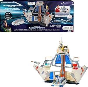 Mattel Lightyear Toys Playset with Buzz Lightyear Action Figure and Vehicle Launch Ramp and Sounds, Ultimate Star Command Base