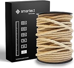 smartect Textilkabel Jute, 2 Meter Vintage Lampenkabel Stoff, 3-Adrig (3 x 0.75 mm²) Stromkabel Textilummantelt für eigenes DIY Projekt