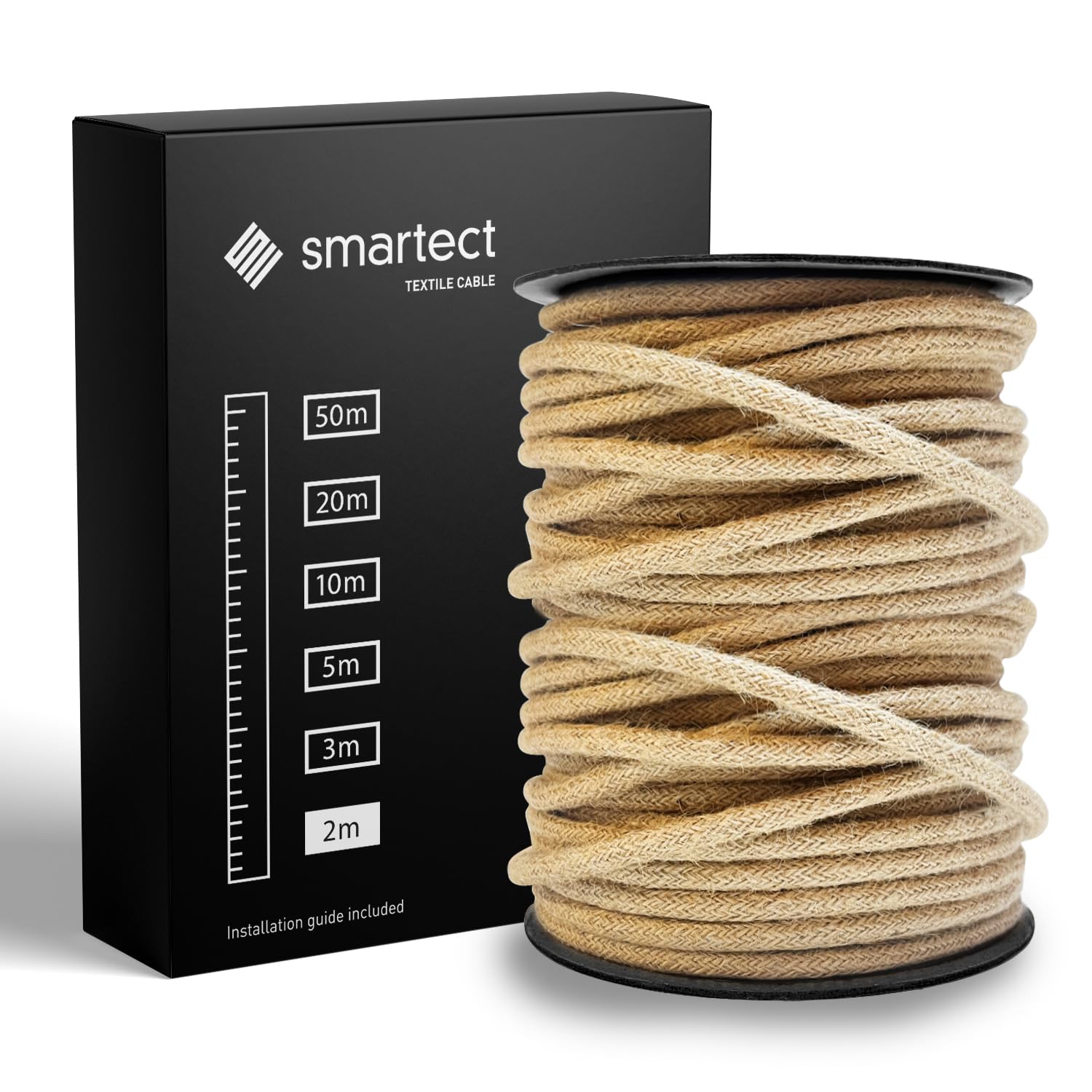 smartect Braided Cable, Jute, 2 Metres 3 Core Electrical Cable (3 x 0.75mm²) Vintage Fabric Electrical Wire for your DIY project