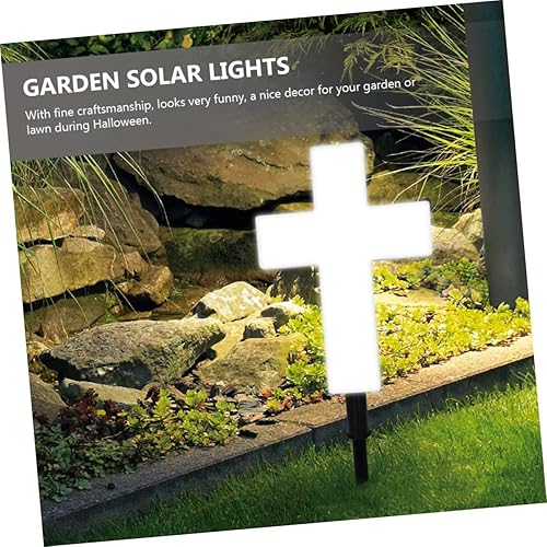 Miniatura 7 de DOITOOL Placas conmemorativas para exteriores Decoración de exteriores Luz solar LED Decoración de Halloween Cruz solar para cementerio, tumba,