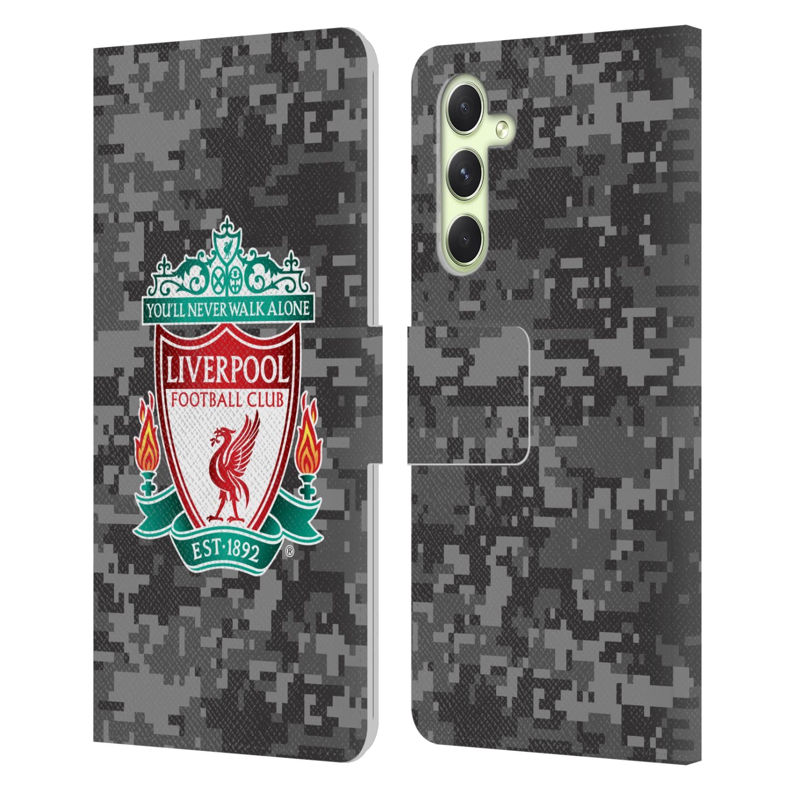 Head Case Designs Officially Licensed Liverpool Football Club Away Colours Crest Digital Camouflage Leather Wallet Case Compatible With Samsung Galaxy A54 5G