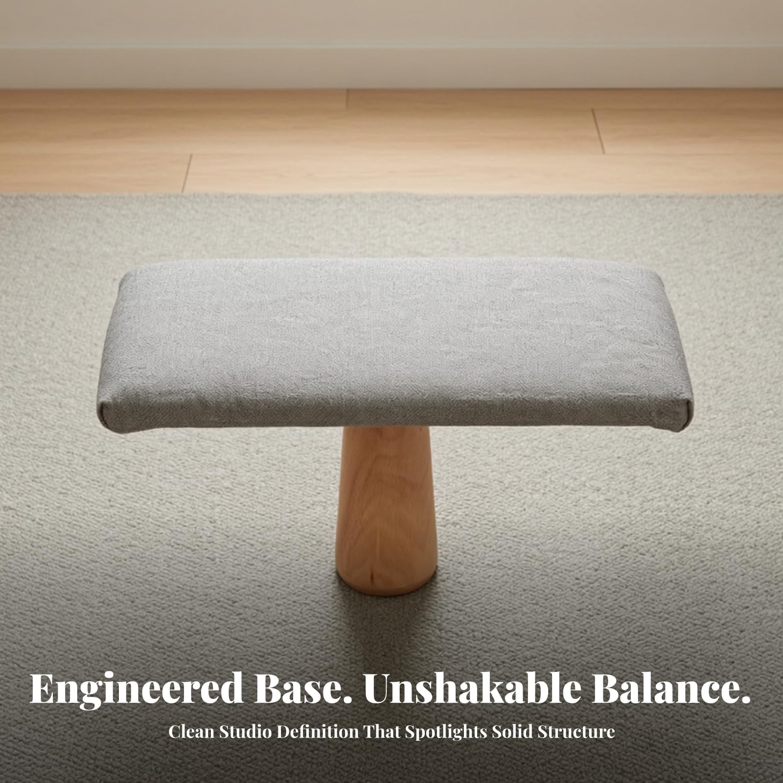 Gralara Banco Meditación con Cojín Resistente | Compacto, Banco para Arrodillarse, Ligero, Mueble, Casa, Gris, L