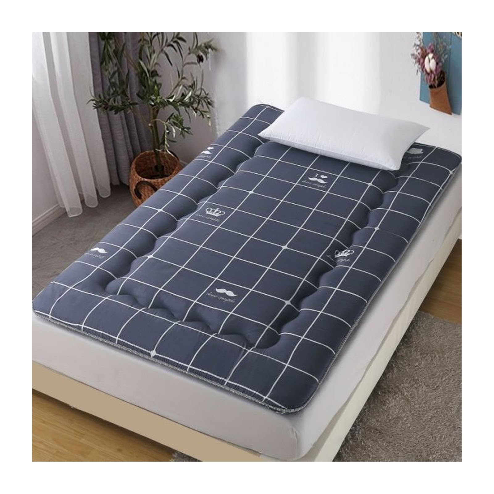 Materasso Futon Giapponese 5cm Spesso Pieghevole Tatami Portatile Arrotolabile Letto Ospiti Per Dormitorio Adulti Ragazzi Ragazze Divano Morbido Traspirante Cotone Facile Cura Ipoallergenico Durevole