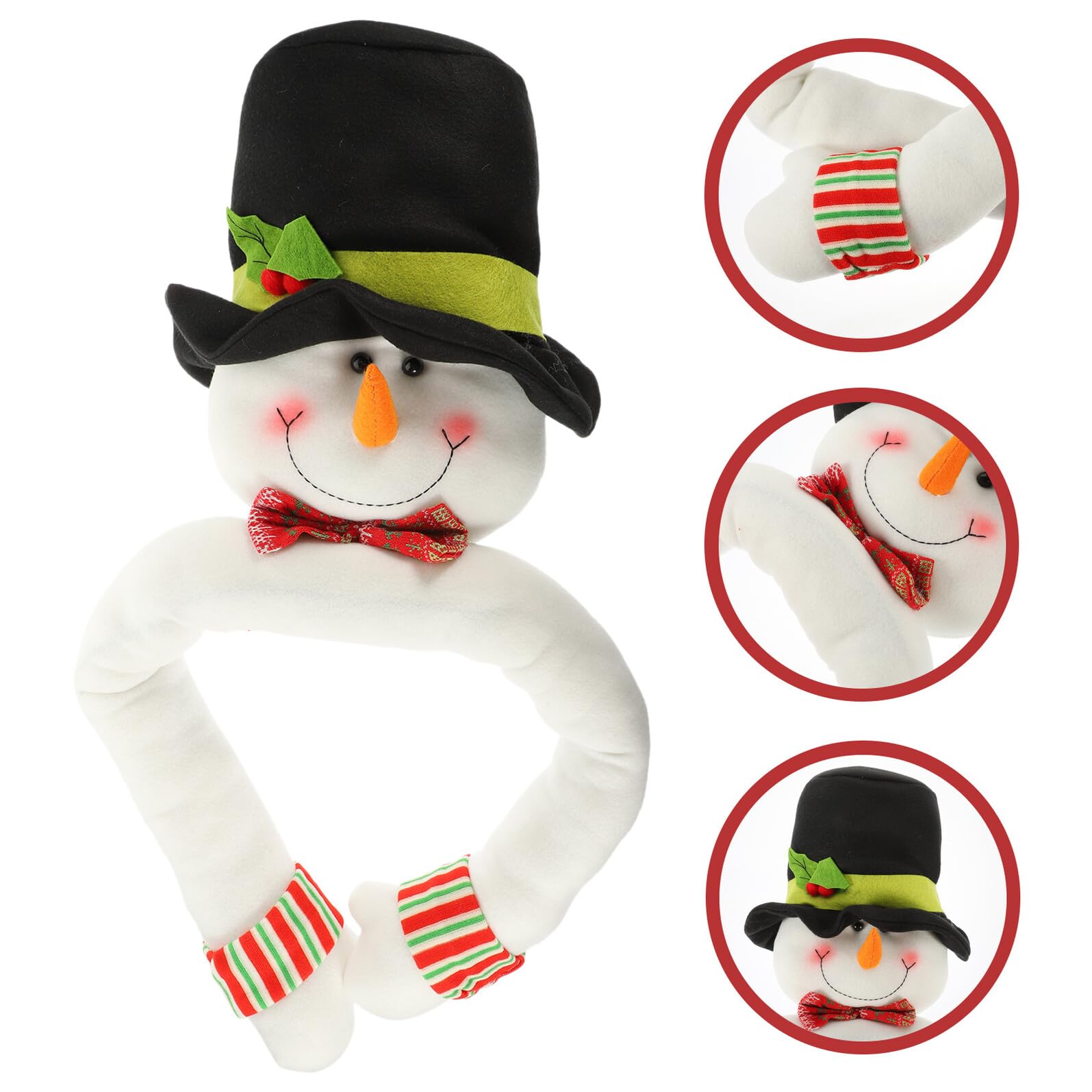 Adorno Punta del Árbol de Navidad de Peluche Diseño de Papá Noel y Muñeco de Nieve 1 Pieza Decoración Navideña para Copa del Árbol Uso en Hogar Tiendas y Oficinas