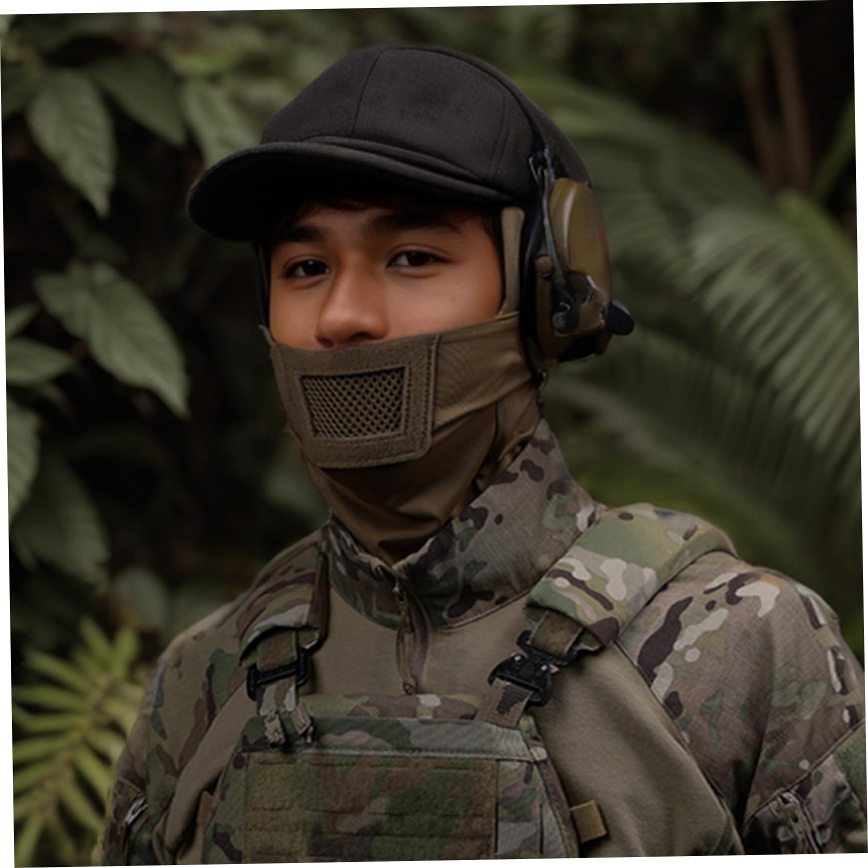 Protection du Visage Airsoft, Accessoires de Casque Airsoft, Couvre-Cou avec protège-Dents Respirant, Masque combiné avec Masque de Casque pour Accessoires cinéma et Jeux