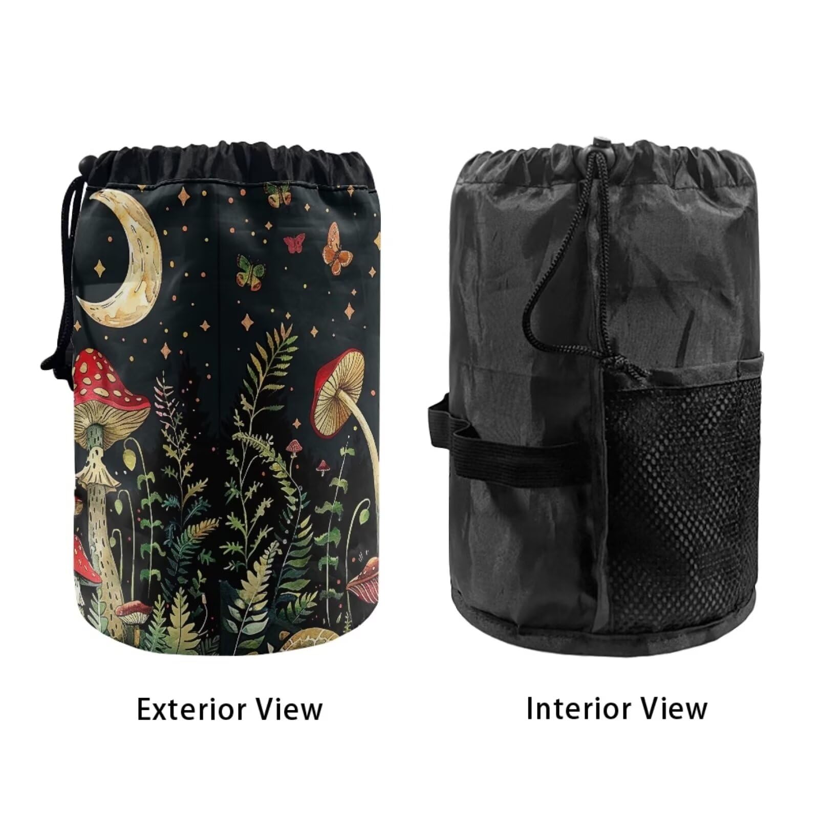 chaqlin Moon Mushroom Travel Cosmetic Bags Barrel Makeup Bag,Women Girls Portable Foldable Cases Multifunctional Toiletry Bucket Bags Round Organizer Storage Pocket - Image 3