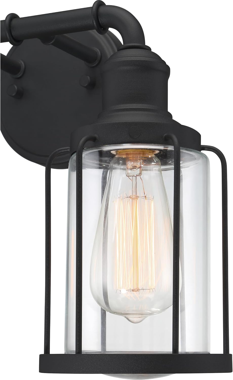 Quoizel Ludlow Bath Vanity Lights, 15 Inch 2-Light Earth Black Industrial Bathroom Lighting Fixtures Over Mirror, 100W A19 Bulbs, Modern Wall Mount Light for Bathrooms, Kitchen or Hallway