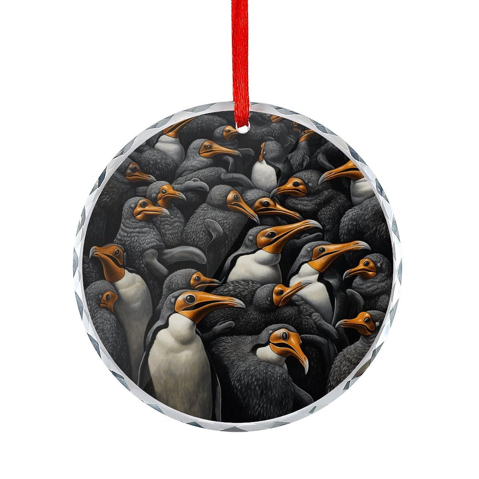 Btcowzrv Style A Group Of Penguins Round Ornament Hanging Pendant Decor