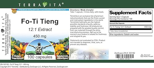 Miniatura 3 de Fo-Ti Tieng 121-450 mg (100 Cápsulas, ZIN 520182)