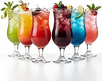 Vista 1 de Juego de 6 vasos grandes de huracán de 12.8 onzas líquidas, copas de cóctel altas, mojito, margarita, sangría, vasos de piña colada, cristalería