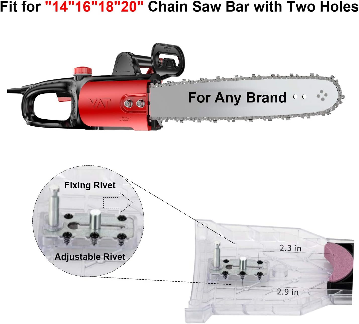 KMOOL Chainsaw Sharpener, Portable Chainsaw Teeth Sharpener, Chain Saw Blade Sharpener Chainsaw Chain Sharpener, Chainsaw Sharpening Stone Grinder Tools for 14/16/18/20 Inch Two Holes Chainsaw Bar