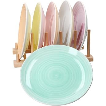MamboCat Pastello Set of 6 Cake Plates Colourful Stoneware Breakfast Plates with Pastel Colours for 6 People Small Plates for Salad Dessert Finger Food etc.