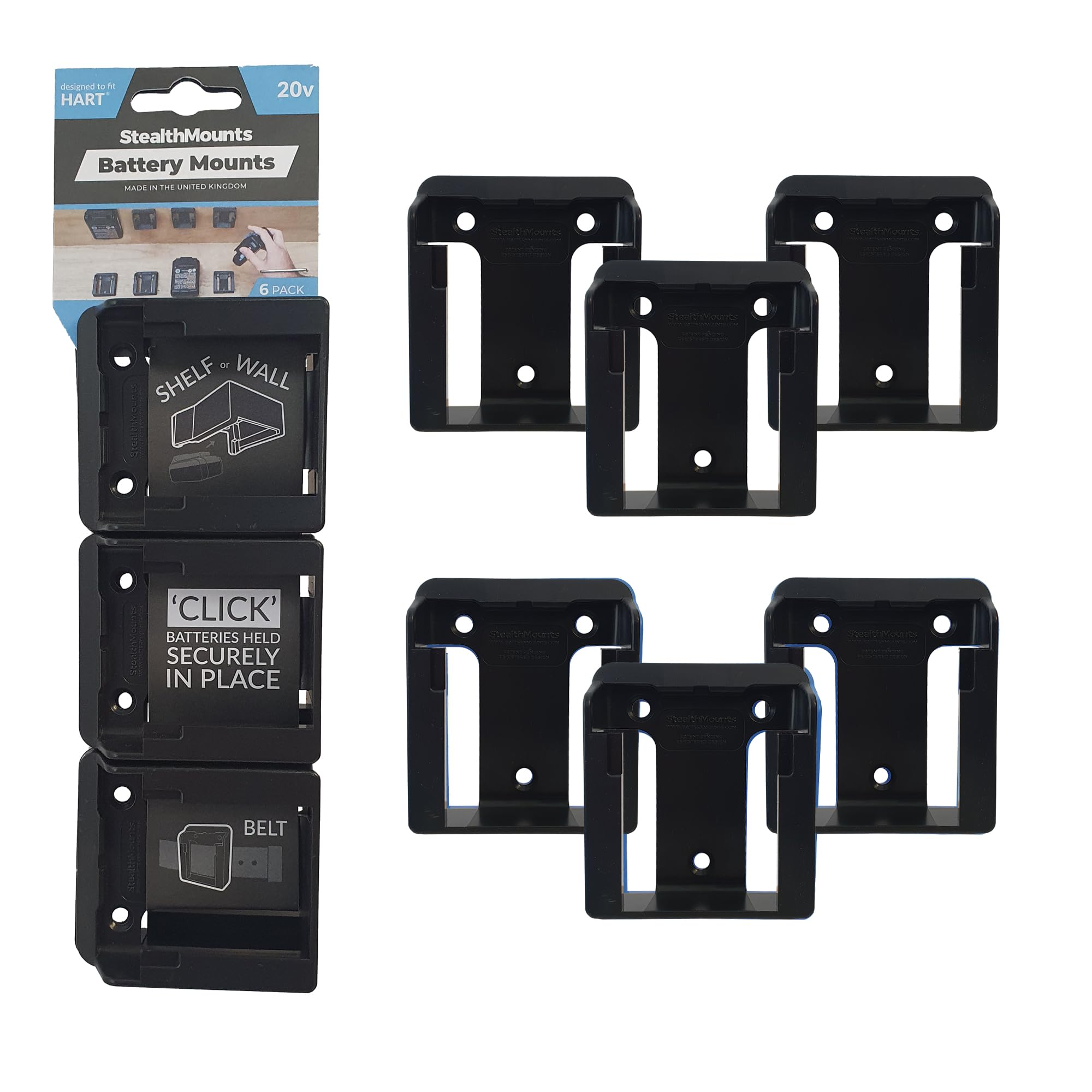StealthMounts Battery Holders for Hart 20v BLACK