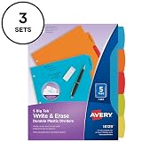 Avery Write & Erase Plastic Dividers, 5-Tab, Multicolor, 3 Sets – view 9