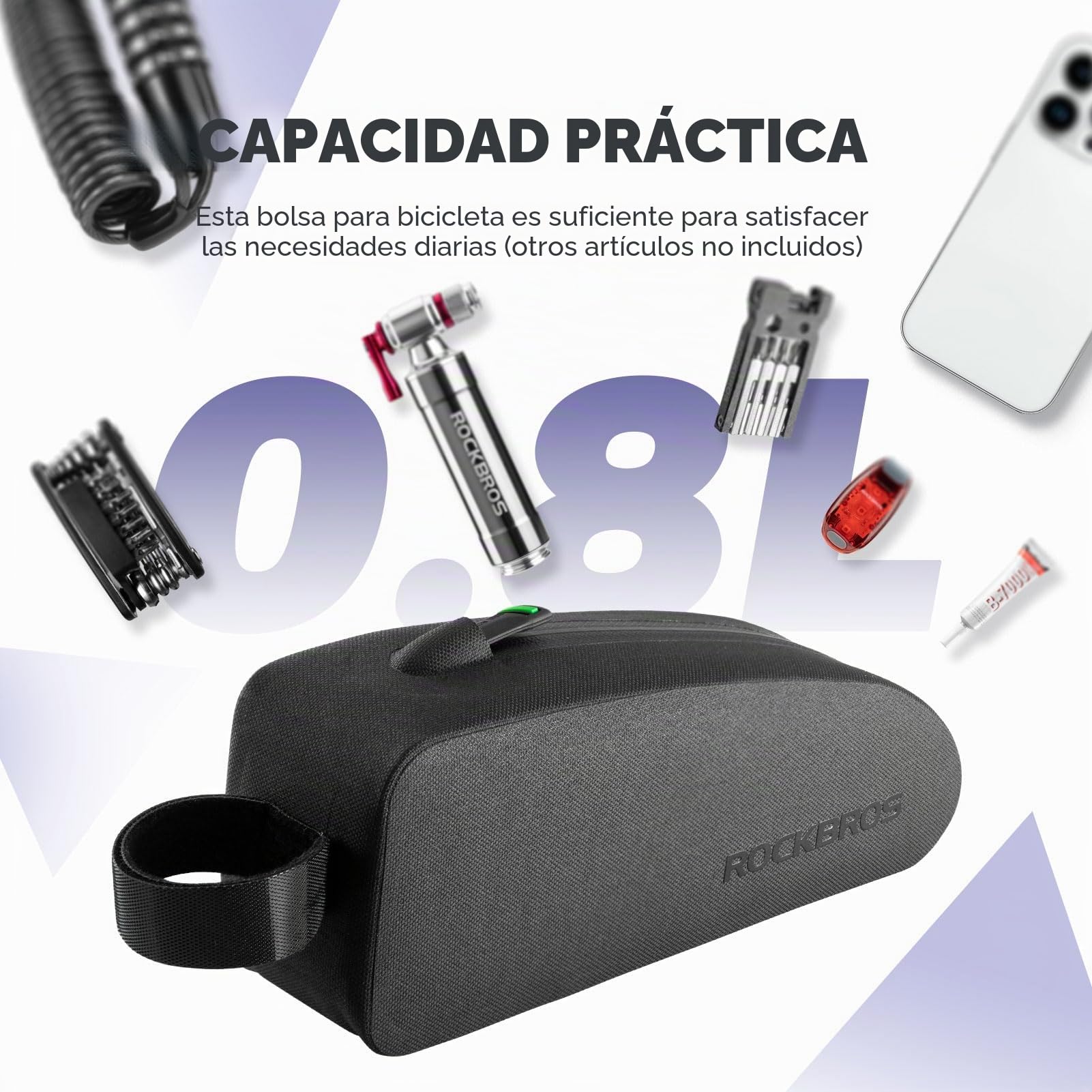 ROCKBROS Bolsa Cuadro Impermeable y 2 Piezas Timbre de Bicicleta Carretera