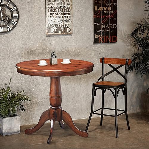 Miniatura 9 de DORTALA Mesa de comedor redonda de 32 pulgadas, mesa de pedestal clásica para 2-4 personas, mesa de cocina de madera, mesa de comedor de 32 pulgadas