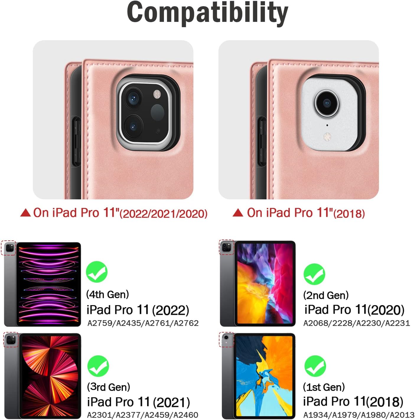 Antbox Case for iPad Pro 11 Inch 4th (2022)/3rd/2nd/1st Generation with Built-in Apple Pencil Holder Auto Sleep/Wake Function PU Leather iPad Pro 11 Cover (Pink)