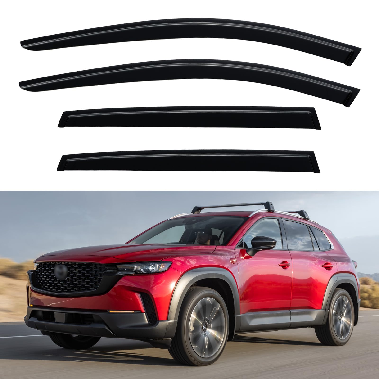 Window Visors Rain Guards for 2023 2024 2025 2026 Mazda CX50 CX-50 | Out-Channel Window Vent Wind Deflectors Visors Shades Protectors for 23 24 25 26 Mazda CX 50