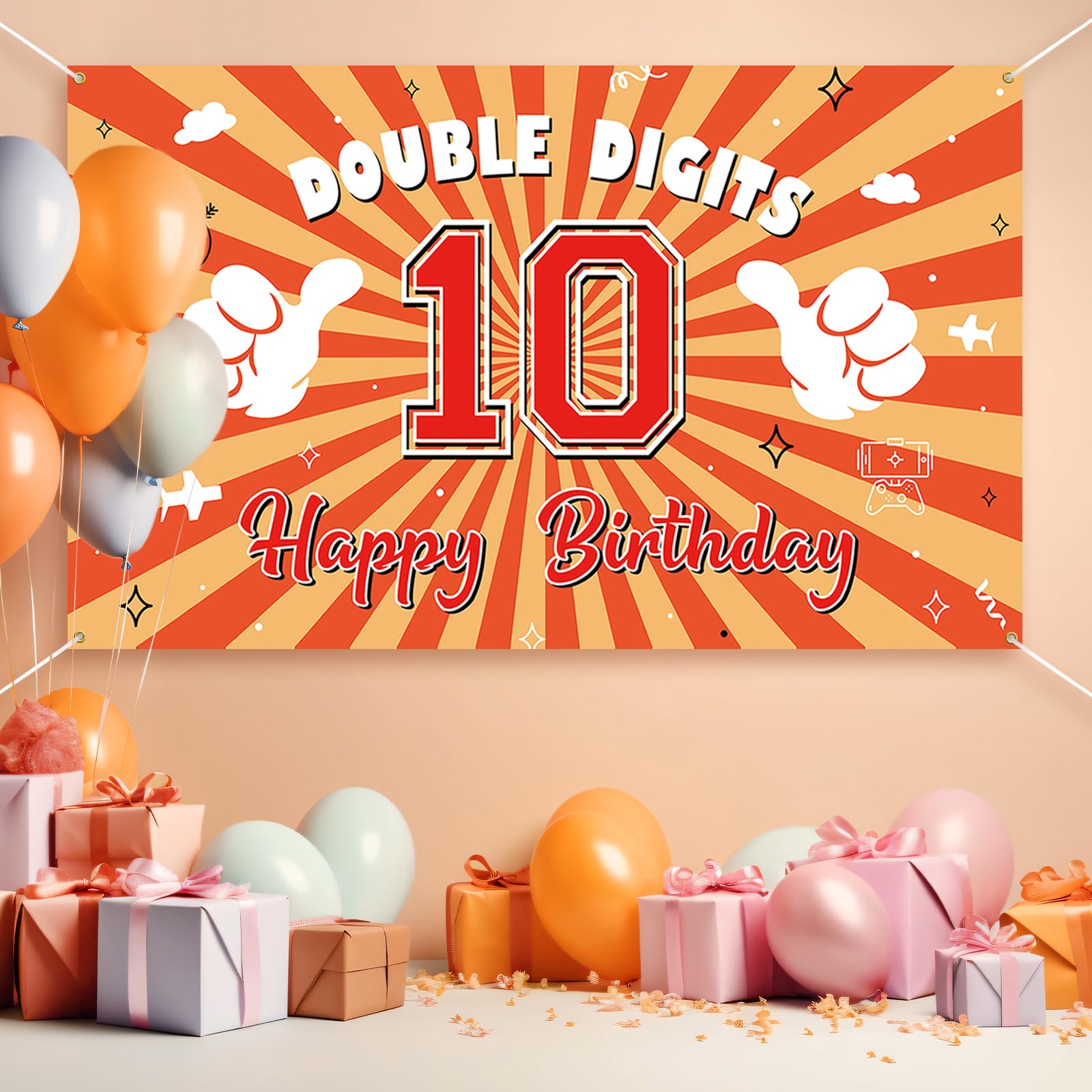 10. Geburtstag Banner – „Out Single Digs, I'm 10“, 185 X 110 Cm, Stoff, Mit Schnur
