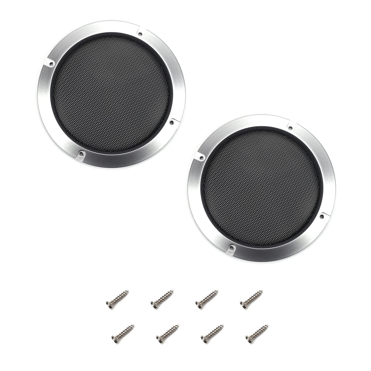 Fielect 2 Pcs 6inch /153mm Silver Metal Trim Speaker Grill Mesh - View #4